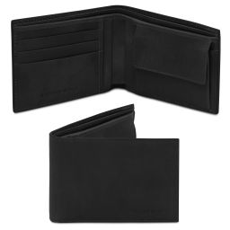 Exclusive 2 Fold Leather Wallet for men With Coin Pocket Black TL142552