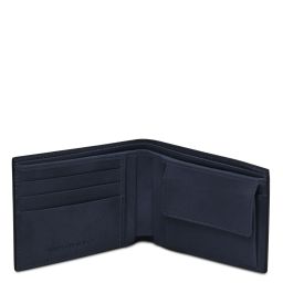 Exclusive 2 Fold Leather Wallet for men With Coin Pocket Dark Blue TL142552