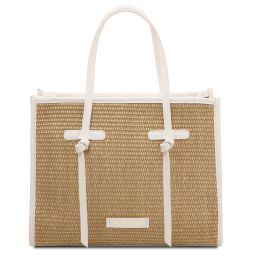 Frame Sac à épaule Effet Paille Blanc TL142566