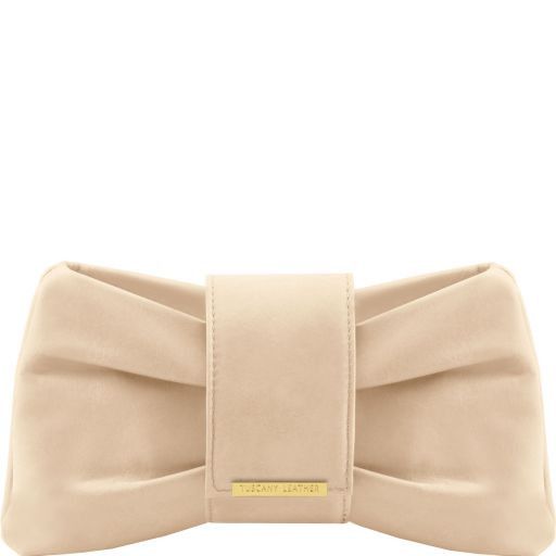Priscilla Clutch Leather Handbag Beige TL140716