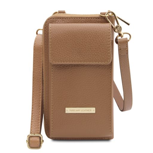 TL Bag Portefeuille/supporte Pour Téléphone en Cuir Avec Bandoulière Caramel TL142323