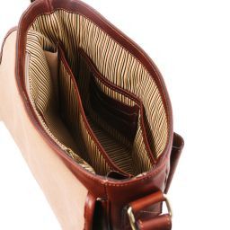 TL Messenger Bolso en piel con bandolera 1 compartimento - Tamaño medio Marrón oscuro TL141301