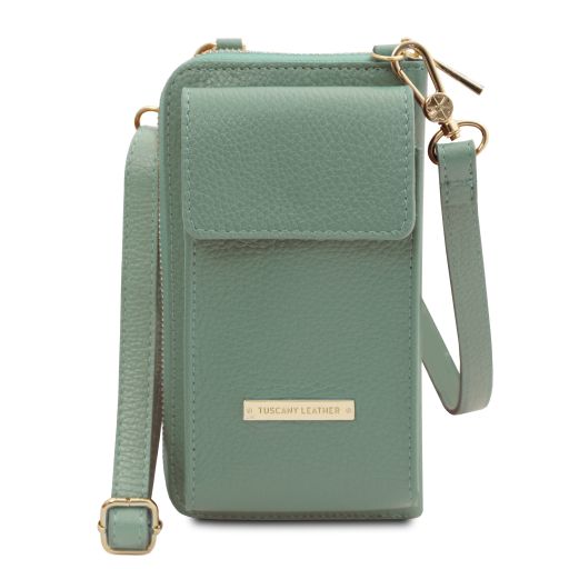 TL Bag Monedero/soporte Para Celular en Piel con Bandolera Menta Verde TL142323