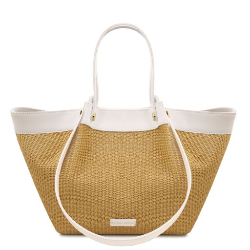 Soleil Bolso Shopping en Rafia Blanco TL142567