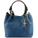 TL KeyLuck Borsa Shopping in Pelle Stampa Intrecciata Denim TL141573