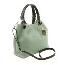 TL KeyLuck Sac Shopping en Cuir Imprimé Tressé Vert Menthe TL141573