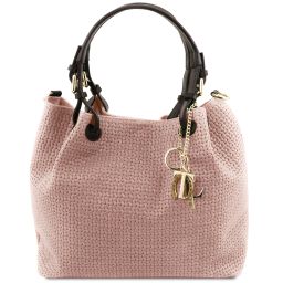 TL KeyLuck Woven Printed Leather Shopping bag Nude TL141573