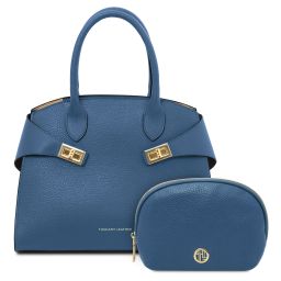 Formentera Leather Handbag and Soft Leather Toiletry Case Denim TL142524