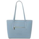 Dedalo Sac Shopping en Cuir Imprimé Tressé Bleu céleste TL142578