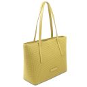 Dedalo Leder-Shopper mit Flechtprägung Pastell Gelb TL142578