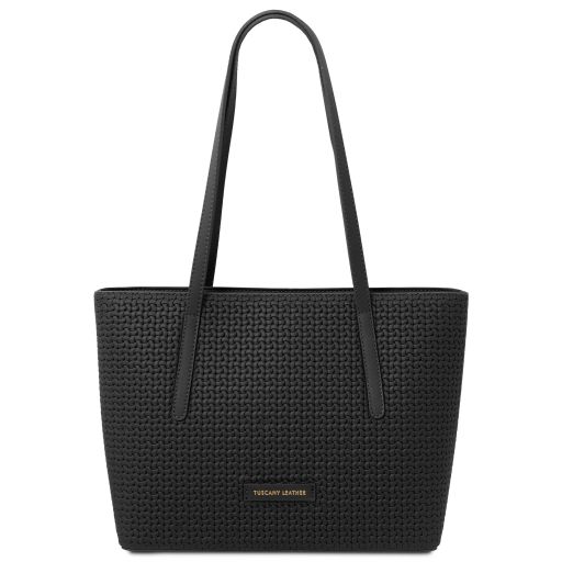 Dedalo Sac Shopping en Cuir Imprimé Tressé Noir TL142578