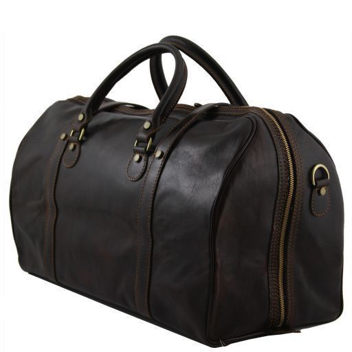 black leather weekender bag