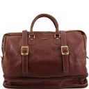TL Travel Exclusive Leather Weekender Travel Bag - Expandable Dark Brown TL151105