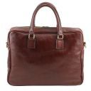 Urbino Leather Laptop Briefcase With Front Pocket Brown TL141241