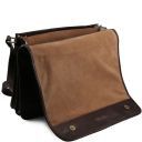 TL Messenger Two Compartments Leather Shoulder bag - Large Size Black TL141254