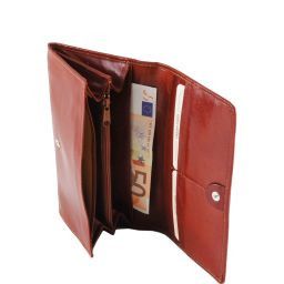 Elégant Portefeuille en Cuir Pour Femme Marron TL140787