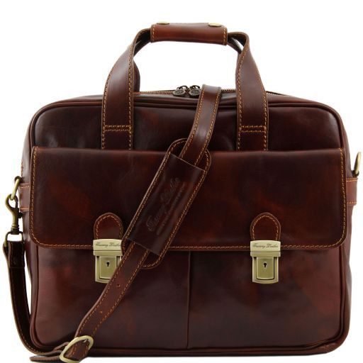 Reggio Emilia Exclusive leather laptop case Brown TL140889