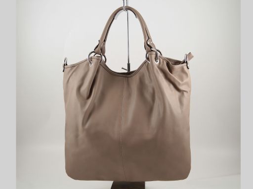 taupe leather handbag