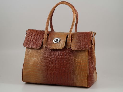 Erika Croco Printed Leather bag - Large Size Orange TL140920