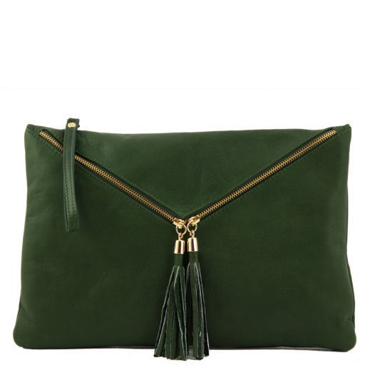 Audrey Clutch Leather Handbag - Large Size Green TL141033
