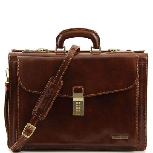 Riomaggiore - Leather Briefcase 3 Compartments & Combination Locks ...