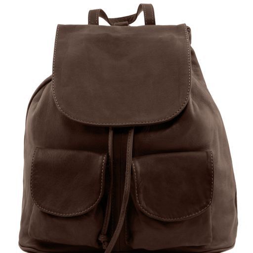 Seoul Leather Backpack Small Size Dark Brown TL141508