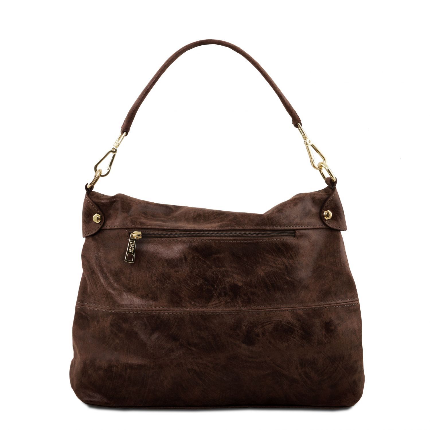 TL Bag Aged Effect Leather Handbag Dark Brown TL141637