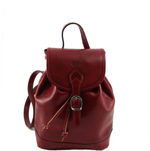 Taipei Leather Backpack - Small Size Red TL90110