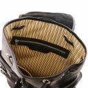 Nara Exklusiver Rucksack aus Leder mit Reissverschluss-Seitentaschen Schwarz TL141661