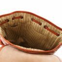 Nara Exklusiver Rucksack aus Leder mit Reissverschluss-Seitentaschen Honig TL141661