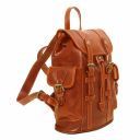 Nara Exklusiver Rucksack aus Leder mit Reissverschluss-Seitentaschen Honig TL141661