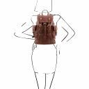 Nara Exklusiver Rucksack aus Leder mit Reissverschluss-Seitentaschen Braun TL141661