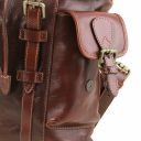 Nara Exklusiver Rucksack aus Leder mit Reissverschluss-Seitentaschen Braun TL141661