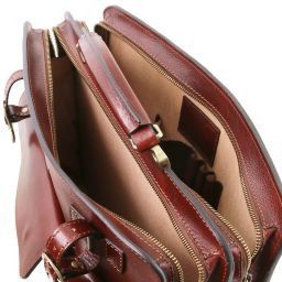 Venezia Porta folios en piel con 2 compartimentos y cierre de cremallera Marrón oscuro TL141268