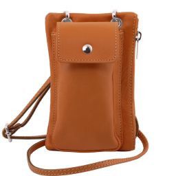 TL Bag Soft Leather cellphone holder mini cross bag Cognac TL141423