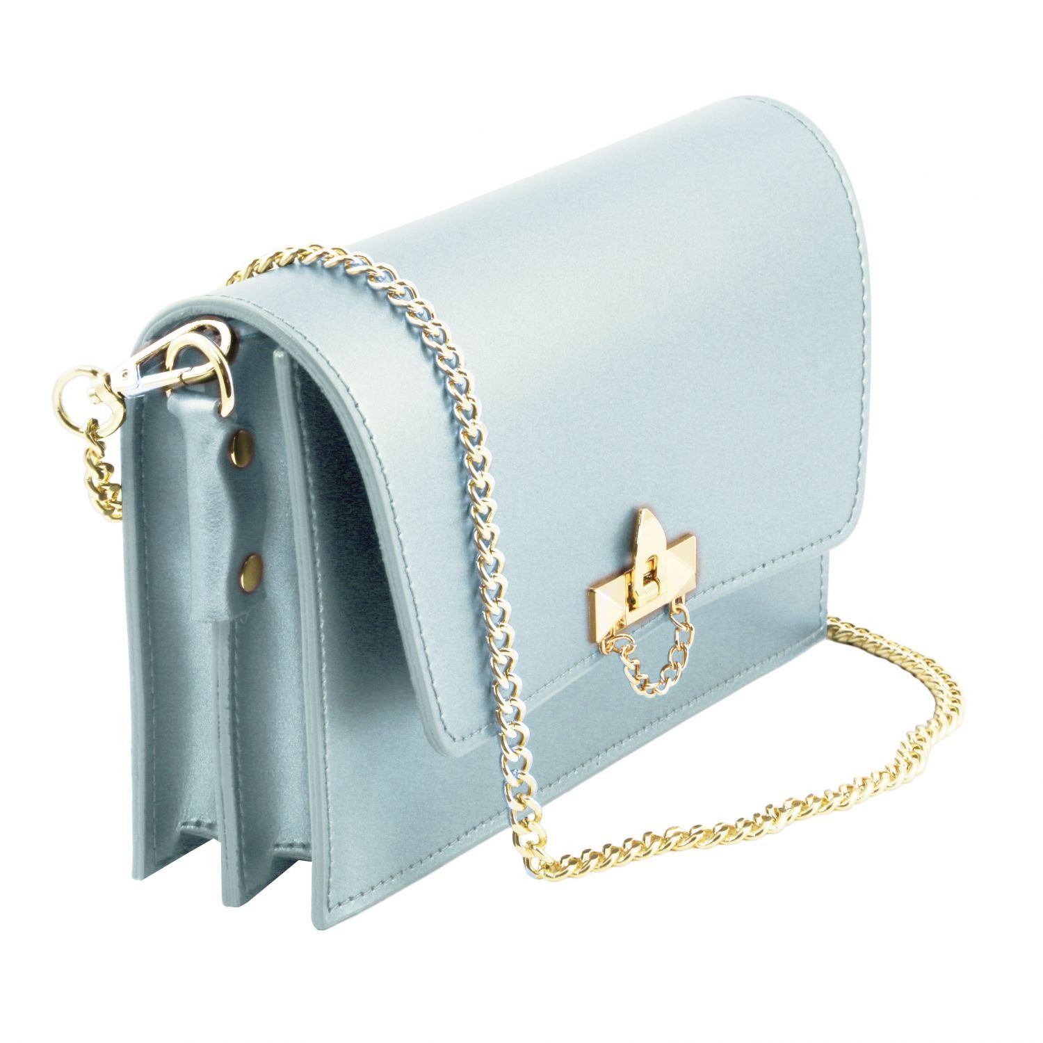 black and blue clutch bag