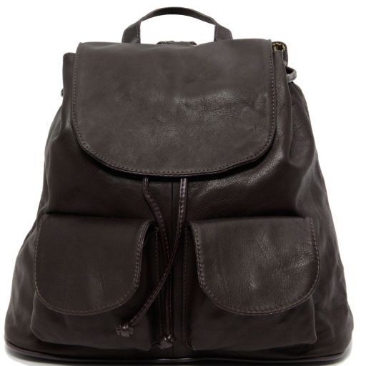 Seoul Рюкзак из мягкой кожи - Большой размер Темно-коричневый TL90142