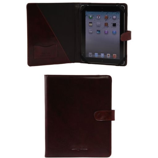 Leather IPad Case With Snap Button Brown TL141170
