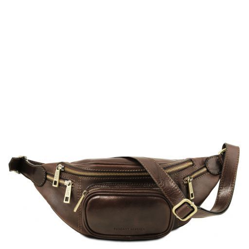 black leather fanny pack