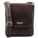 John Leather Crossbody bag for men With Front zip Dark Brown TL141408