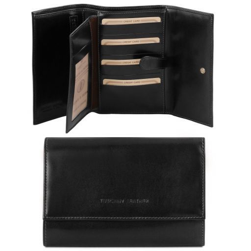 Elegante Monedero de Mujer en Piel Negro TL140796