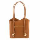 Patty Saffiano Leather Convertible Backpack Shoulderbag Cognac TL141455
