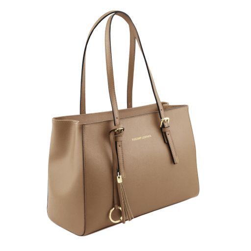 TL Bag Saffiano leather handbag Caramel TL141518