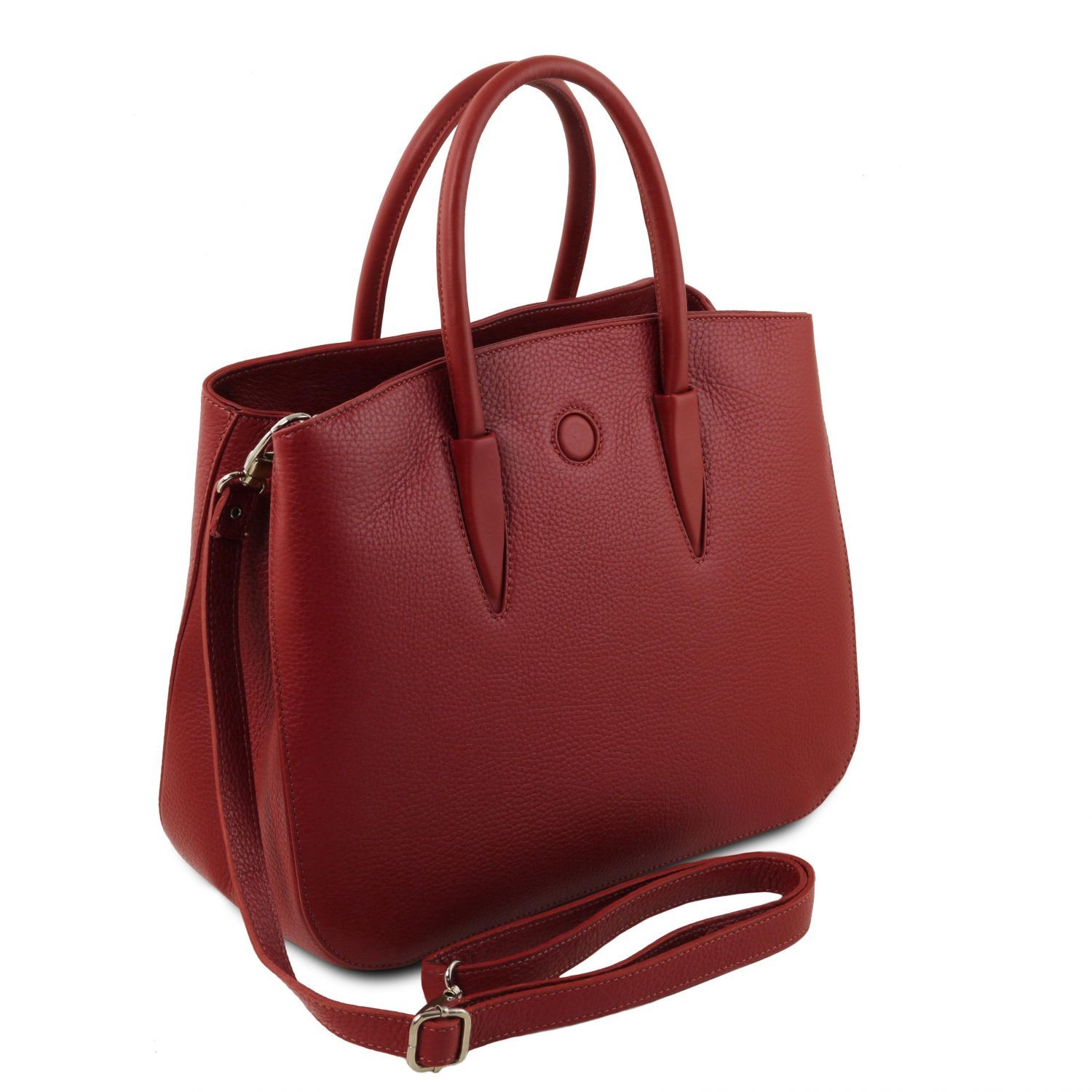 leather handbag red