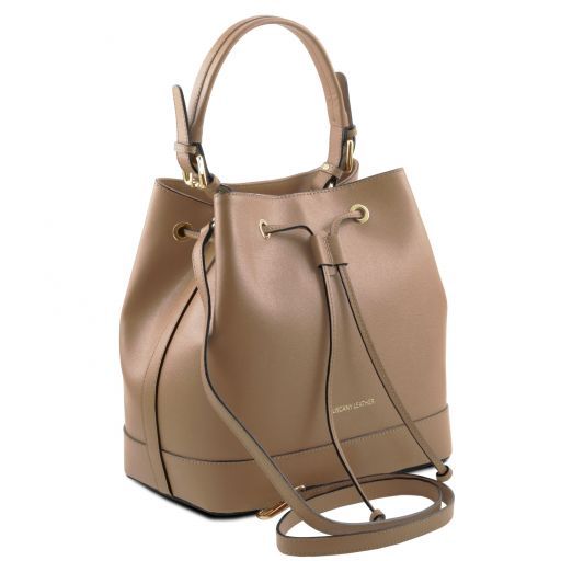 Minerva Saffiano leather secchiello bag Caramel TL141436