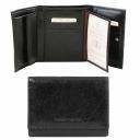Exklusive Damenbrieftasche aus Leder mit Ausweisfach Schwarz TL140790