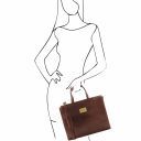 Palermo Leather Briefcase 3 Compartments for Woman Коричневый TL141343
