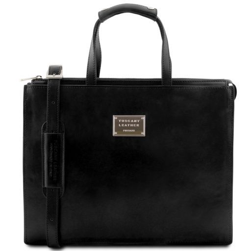 Palermo Leather Briefcase 3 Compartments for Women Black TL141343