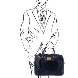 Urbino Maletín en piel para ordenador con bolsillo delantero Azul oscuro TL141799