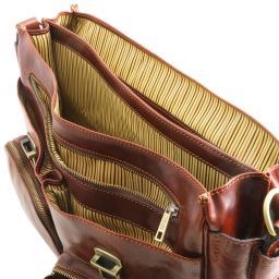 Ventimiglia Portafolios multiples compartimientos en piel TL SMART con bolsillos delanteros Marrón oscuro TL141449